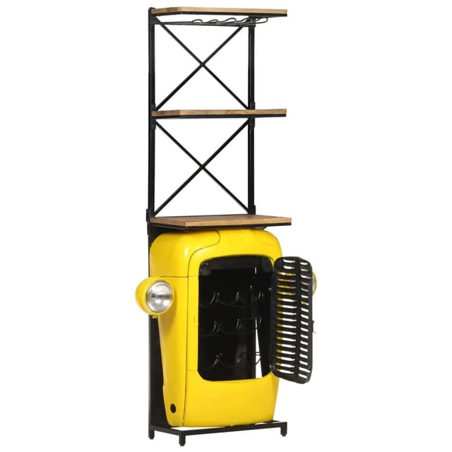 Traktor-Weinschrank Gelb 49x31x172 cm Mango Massivholz vidaXL
