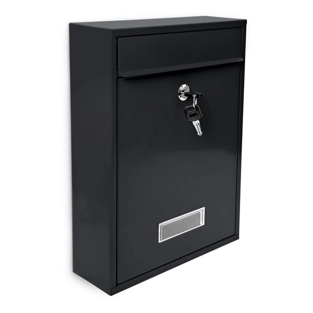 Design Briefkasten Metall Schwarz 26,5 x 35 x 8,5 cm