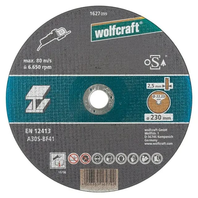 Wolfcraft Trennscheibe für Metall 230 x 2,5 x 22,23 mm (1627099)