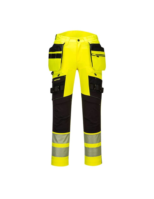 Hochsichtbare Dx4-Hose mit abnehmbaren, schwebenden Taschen Farbe: Gelb/Schwarz Größe 38 - Portwest
