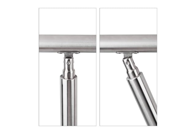 Relaxdays - Treppengeländer Edelstahl Set, für Innen und Außen, Handlauf, 1,0 m lang, 2 Pfosten, ohne Querstreben, silber