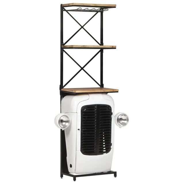 Traktor-Weinschrank Weiß 49x31x172 cm Raues Mangoholz Vidaxl
