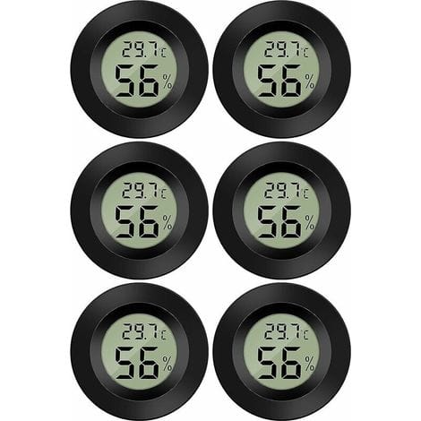 Mini-digital-lcd-thermometer-hygrometer – Temperatur Und Luftfeuchtigkeit – 50–70 °c, 10–99 % Relative Luftfeuchtigkeit – Tragbar – 6er-pack (weiß)