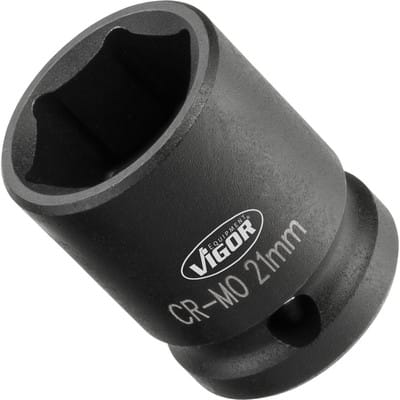 Vigor - Schlagschrauber Steckschlüsseleinsatz ∙ kurz ∙ V5550S-13 ∙ 1/2 Zoll (12,5 mm) Vierkant hohl ∙ Außen Sechskant Profil ∙ sw 13 mm