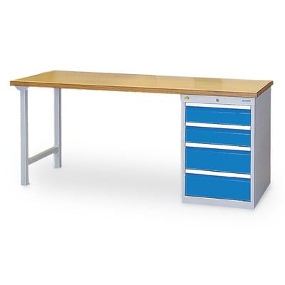 Reihenwerkbank Breite 2000 mm, R18-24, Schubladenblock mit 4 x Schublade Maße in mm (BxTxH): 2000 x 750 x 859