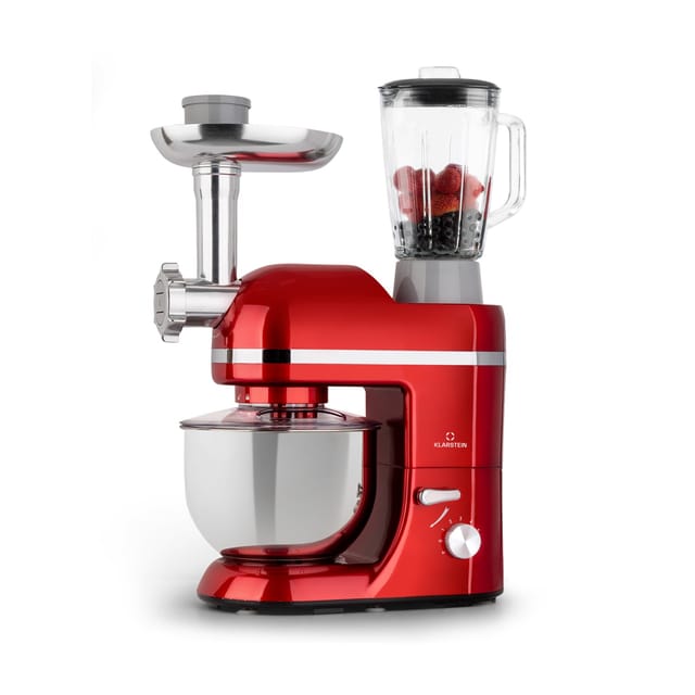 Klarstein - Knetmaschine Küchenmaschine Mit Fleischwolf, 2000w Teigmaschine Klein, 6 Stufen, Schneebesen Rühr- & Knethaken, Planetenrührwerk, Rührmaschine Mit Mixer, Küchenmaschinen Mit 5l Sch
