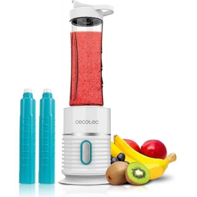 Cecotec - Blender de Portable Smoothie Tumbler Power Titanium 500 EasyGo. 500 w, 4 Klingen mit Beschichtung de Schwarzes Titanium, 2 Tassen de 600 ml