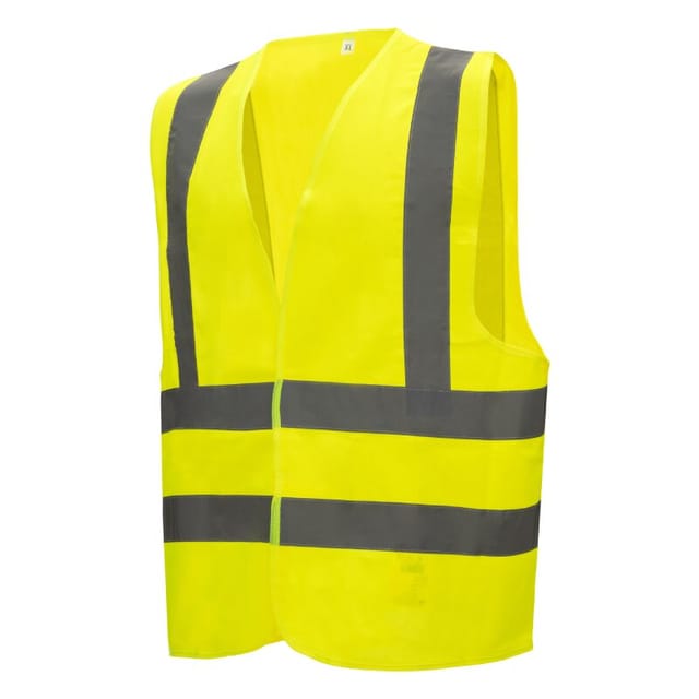 Warnwesten, Polyester, en iso 20741 mit Schulterreflexstreifen, gelb