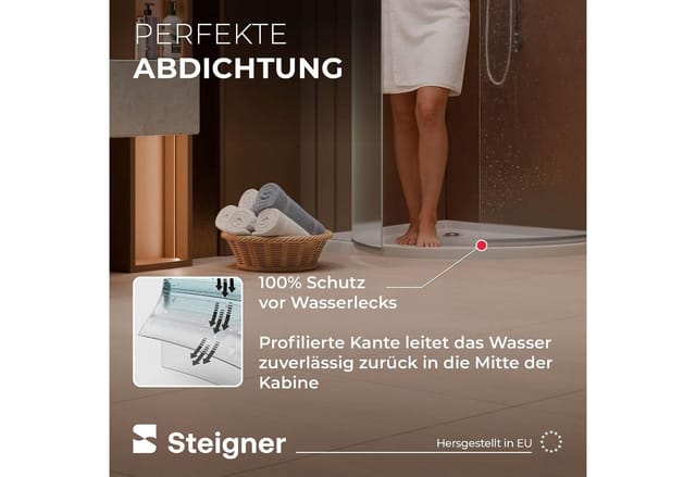 Duschdichtung, 30cm, Glasstärke 6/7/ 8 mm, Vorgebogene pvc Ersatzdichtung für Runddusche, UK08 - Steigner