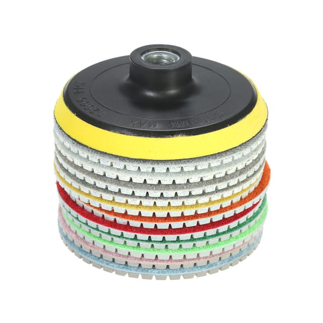 Eosnow 11pcs 4-Zoll-Diamant-Nasspolierpolster Schleifscheibe + 1pc Rückkissen für Granit Marmorstein Keramikfliesen Beton Beton Beton