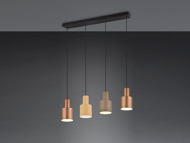 LED Pendelleuchte 4-flammig Metall Coffee Töne, Breite 87cm