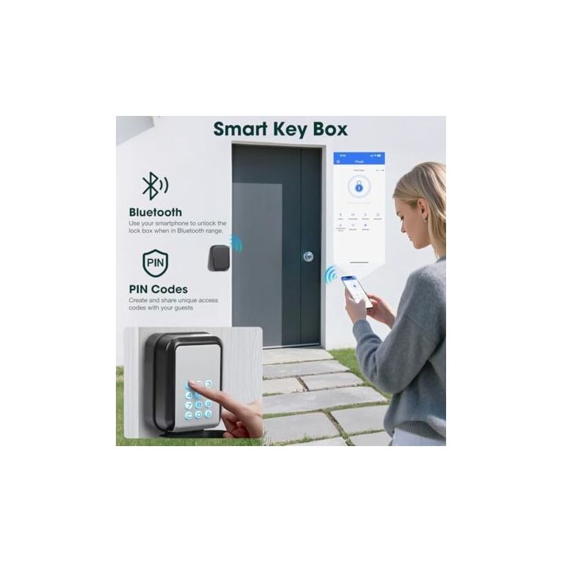 Intelligenter Schlüsselsafe Mit Bluetooth-funktion, Kompatibel Mit Der Ttlock-app Und Pin-code (12-stellig). Geeignet Für Haus, Garage, Wohnung Usw.