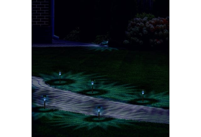 Relaxdays Solarlampen 6er Set, kaltweiß, wasserdicht, Dämmerungssensor, LED Solarlicht, HxD: 31 x 4,5 cm, silber/schwarz