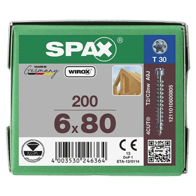 Spax - Holzbauschraube Zylinderkopf 6.0x 80 vg Torx 30 Wirox-Silber mit Bewertung