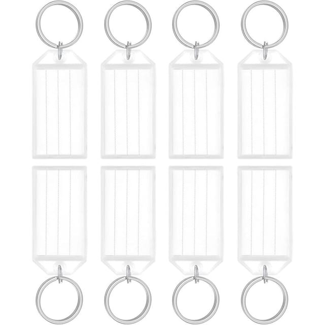 Memkey - Packung mit 20 robusten Kunststoffetiketten, 5 cm, weiße Artikelkennzeichnung mit leeren Papieretiketten, transparenten Abdeckungen und