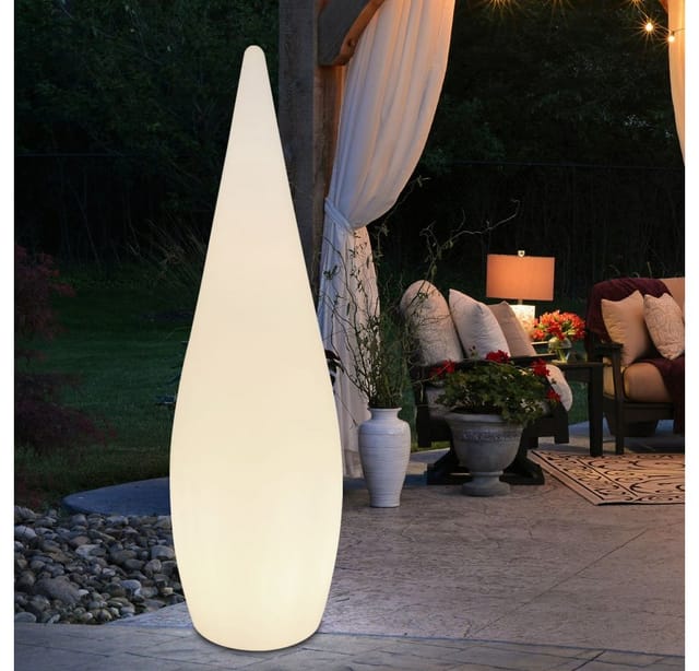 Led Stehleuchte Außen Gartenlampe Standleuchte Terrassenlampe mit Erdspitz zur Befestigung, Kunststoff weiß opal, 1x E27 led warmweiß, DxH 24x80 cm
