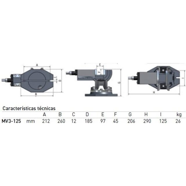 Optimum - Dreiachsenschraubstock MV3-125