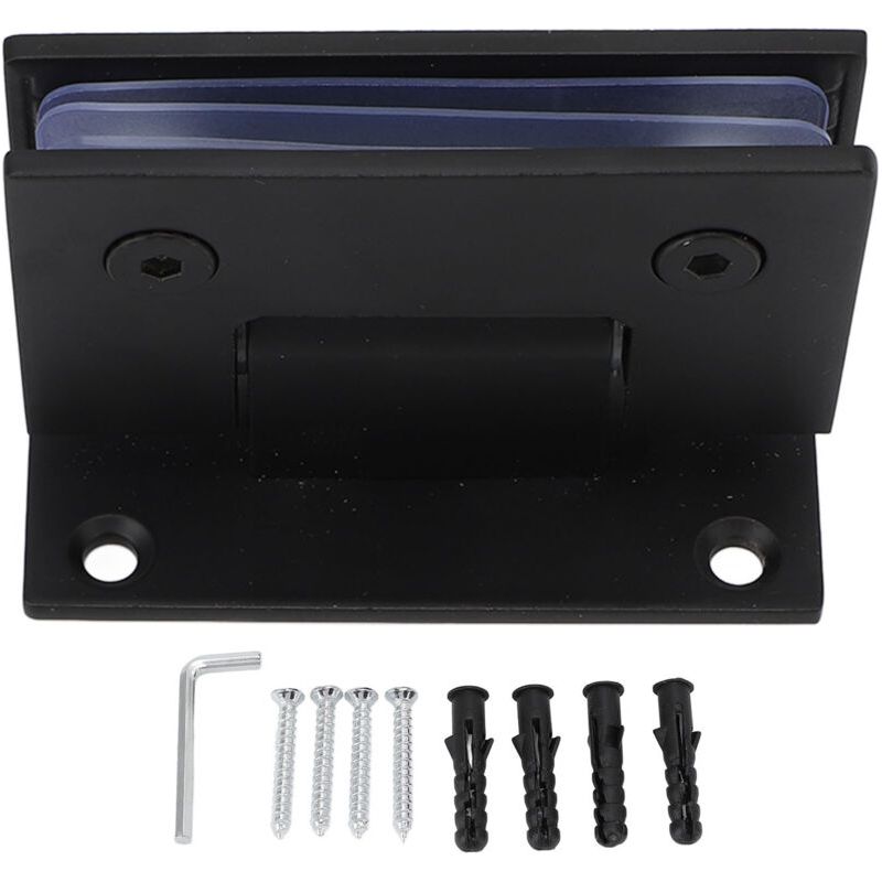 Charnières De Porte De Douche En Verre, Charnières À 90° Pour Portes Vitrées, Charnières Robustes En Acier Inoxydable Pour Portes Murales Et Portes Sans Cadre, Pièce De Rechange, Noir