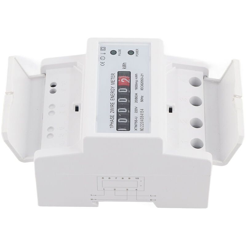 Compteur D'Énergie Digital 1 Phase 2 Wire 4p Din-rail Electric Meter Electronic Kwh Meter 220v, Compteur De Rétroéclairage Électronique 1pc(20(80) A)