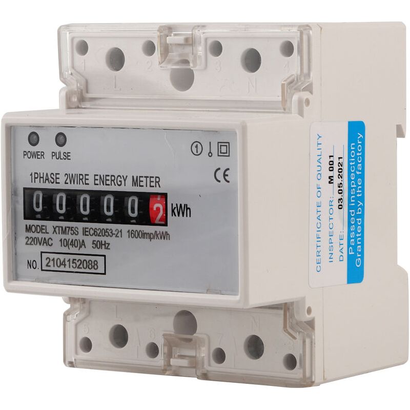 220v 10(40)a Numérique 1 Phase 2 Fils 4p Din Rail Compteur Lectrique Compteur Lectronique Kwh