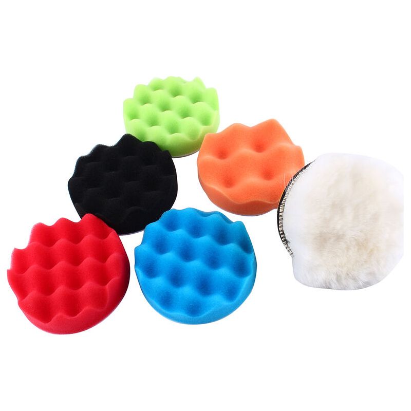 7 Pièces 6 "éponge Polissage Cire Polissage Tampons Kit Voiture Polisseuse M14 Perceuse Adaptateur Kit