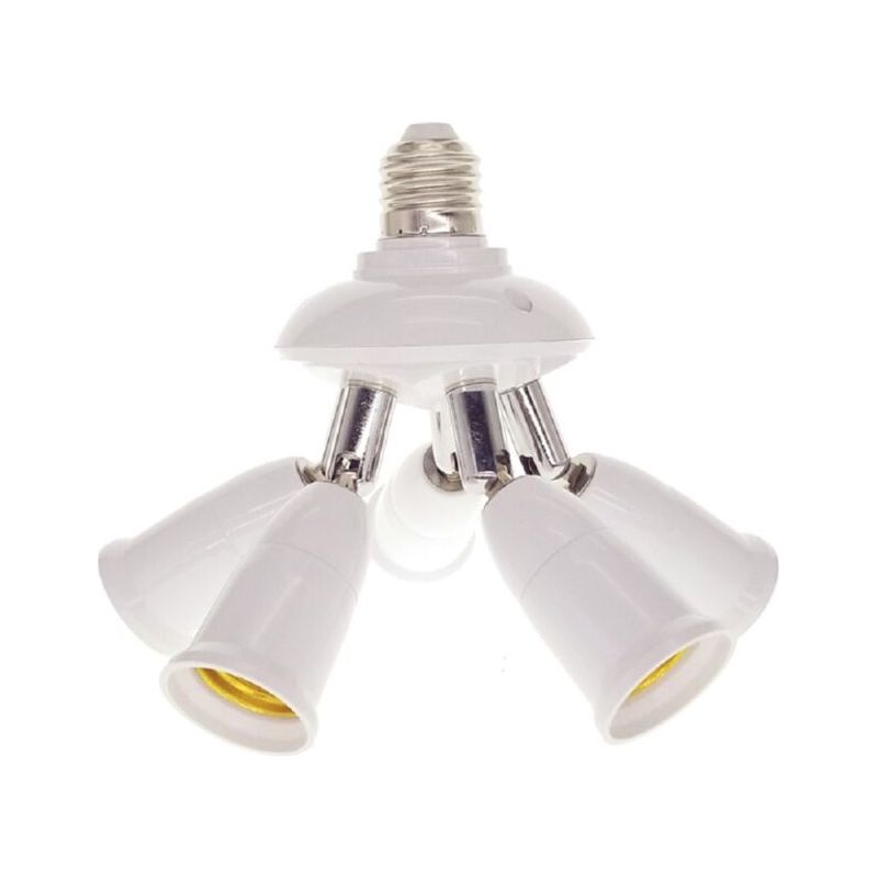 3 En 1 E27 Socket Adaptateur Répartiteur, E26/e27 Standard Ampoules Led Bases De Lampe, Convertisseur Lustre Douille Avec 360 Degrés Réglable À 180 ° 568, 5 In 1 Adjustable