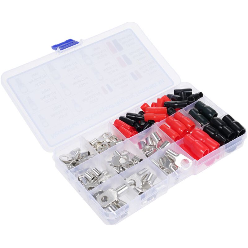 Kit De 120 Cosses Annulaires En Cuivre, Connecteurs De Fils, Cosses En Cuivre Pour Câbles 4, 6, 8 Et 10 Awg, Avec Gaine Thermorétractable