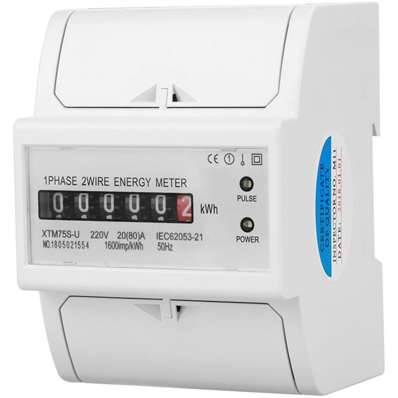 Compteur Électrique Électronique 220v 1 Phase 2 Fils 4p Sur Rail Din (20(80)a)