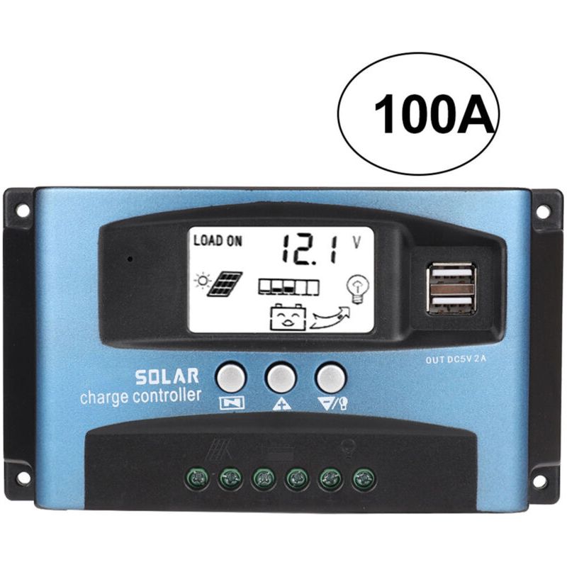 Sjlerst Contrôleur De Charge Solaire Mppt 100a, Double Écran Lcd Usb 12v 24v