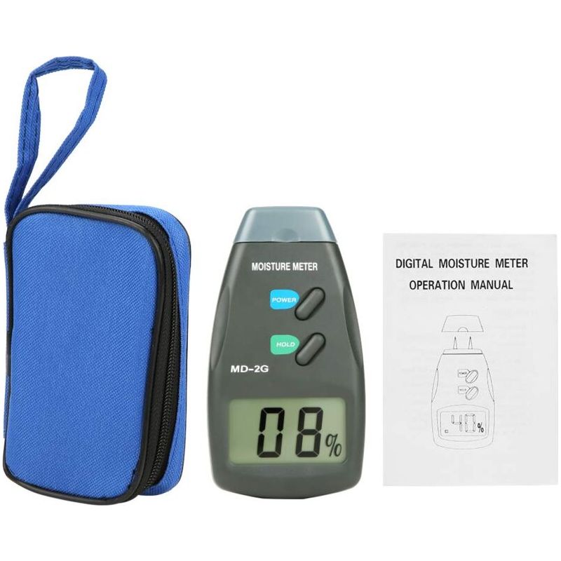 Humidimètre En Bois, Détecteur D'Humidimètre En Bois À Affichage Numérique Lcd 2 Broches Md-2g Lcd Digital Hygromètre Humidité Testeur