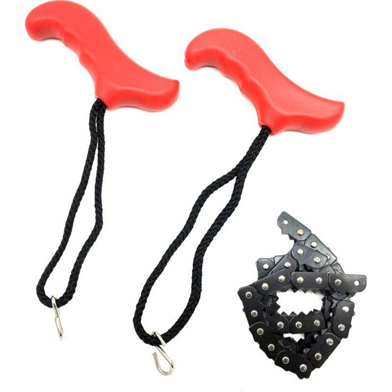 Tronçonneuse De Poche, Scie À Main De Survie, Scie À Chaîne Manuelle En Métal Léger Portable Accessoire De Survie D'Urgence En Plein Air,red