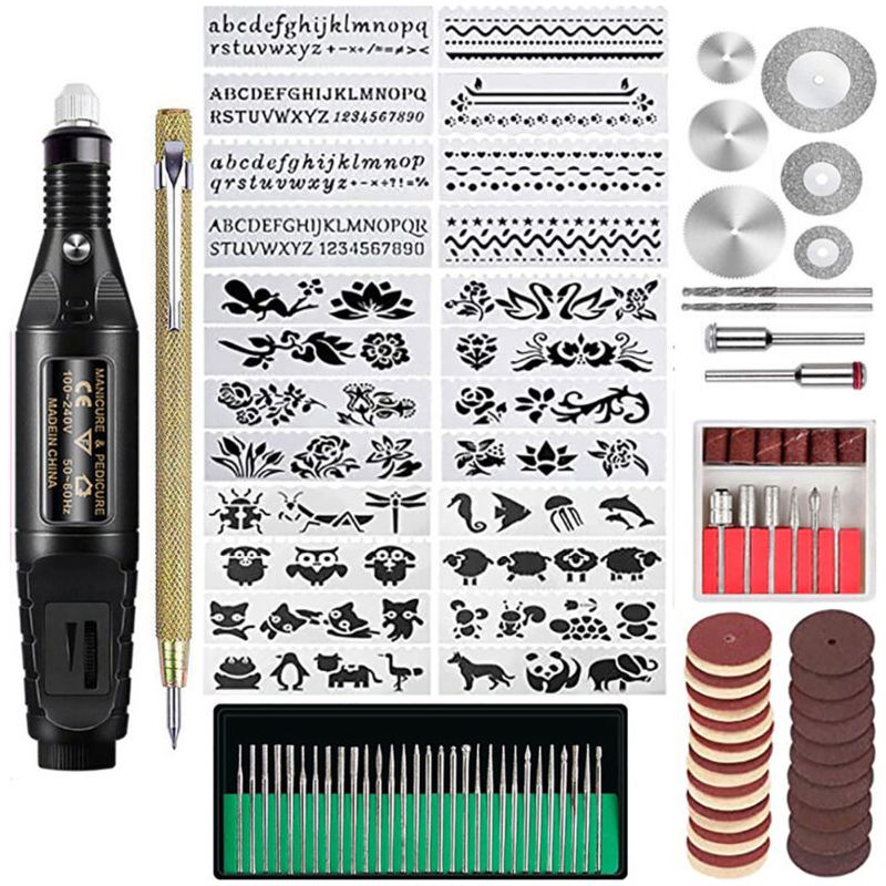 107 Pcs Trousse À Outils De Gravure, Stylo Graveur Filaire Multifonctionnel, Outil Rotatif Bricolage Pour Bijoux, Verre, Bois, Métal