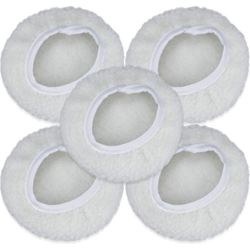 Lot De 5 Bonnet De Polissage, 125-150mm Kit Auto Disque Polissage Bonnet En Laine Tampons De Cirage Pour La Plupart Des Polisseurs De Voiture