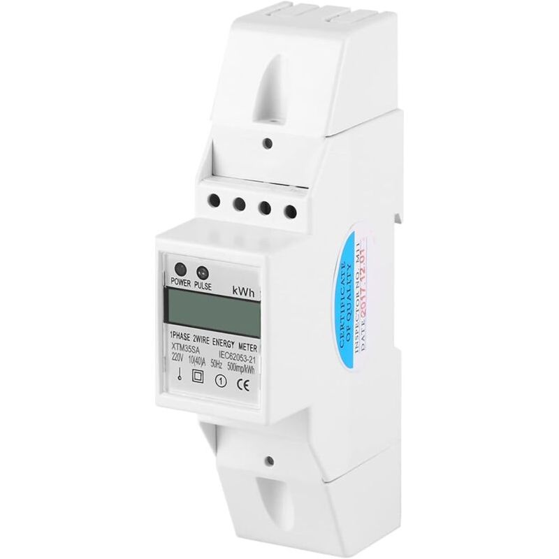 Compteur D'Énergie Numérique Monophasé D'Affichage Lcd Écran À 7 + 1 Chiffres,din-rail Compteur Électronique Kwh, 10 (40) A(220v 10 (40) A) Npterbl
