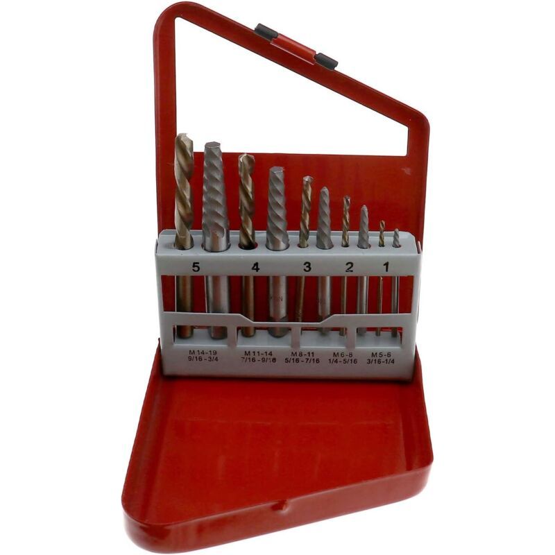 10pcs Hss Vis Extracteur Kit Cobalt Gauche Foret Percé Boulons Cassés Extracteur Outil Avec Boîtier En Métal Pour Enlever Cassé Endommagé Boulons