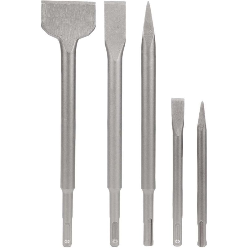 Burin Sds Lot De 5 Burins Avec 2 Burin Pointu Et 3 Burins Plats, Outil De Forage Pour Béton