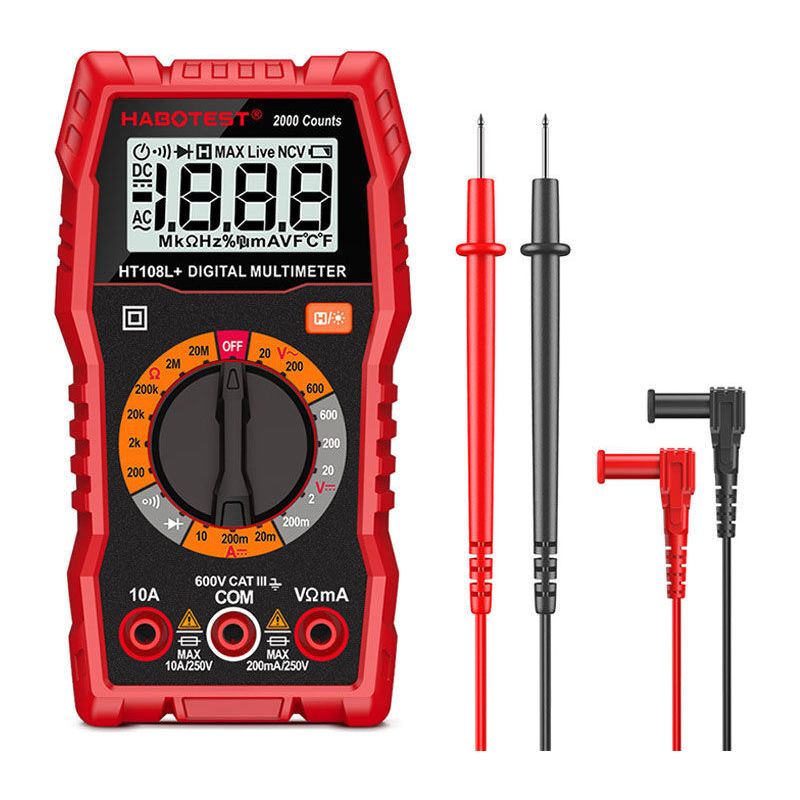 Multimètre Numérique, Multimètre Digital, Voltmètre Multifonctions 2000 Comptes, Testeur Électrique, Ohmmètre, Mesure La Tension Ca/cc, Courant Cc, Résistance, Continuité, Diode Npterbl