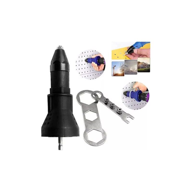 Sjlerst Pince À Riveter Électrique Pour Perceuse Sans Fil Électrique Riveteuse Riveteuse Adaptateur Pistolet À Riveter Sans Fil Kit D'Outils De Rivetage Adaptateur De Perceuse Accessoire