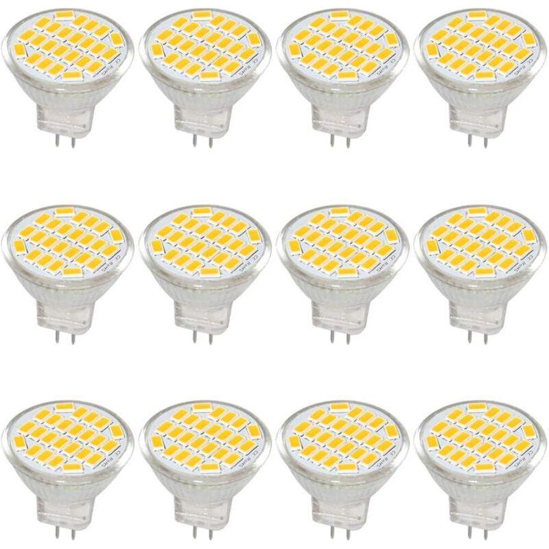 Mr11 Gu4 Ampoule Led Lumière Lumières Dc/ac 10–30v 3 W, 12v, 24v, 30w Ampoule Halogène Équivalent, 400 Lumens, Blanc Chaud 3000k, Led De Remplacement Pour Kit, Jardin, Intérieur, (lot De 12)
