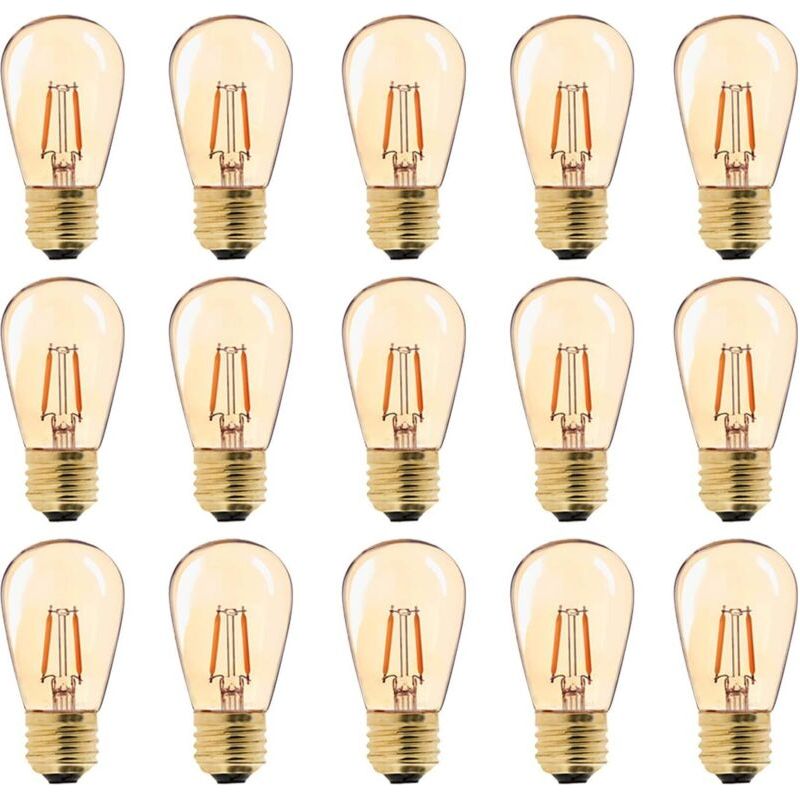 Led E27 Vintage Ampoule, St45 Faciles À 1w = 10w Ampoules À Incandescence, Super Blanc Chaud 2200 K E27 Medium Base Ampoule Lampe De Chevet, Doré En Verre, Non Dimable, Lot De 15