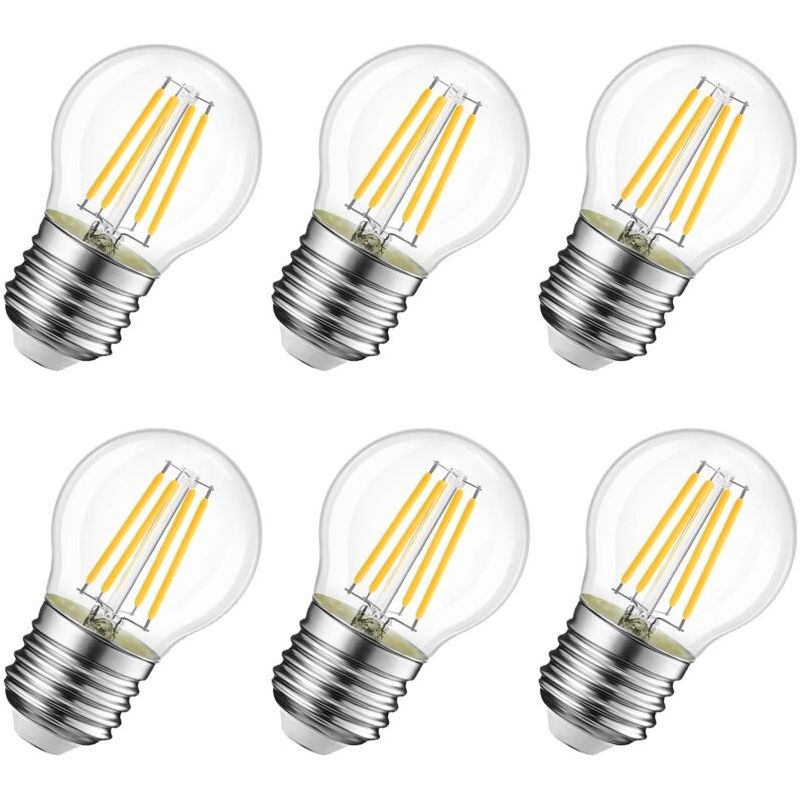 6w Ampoule Led Filament E27 G45, Equivalent À Ampoule Incandescence 60w, 806lm 2700k Blanc Chaud, Ampoule Edison Vintage, Non Dimmable, Lot De 6 [classe Énergétique D]