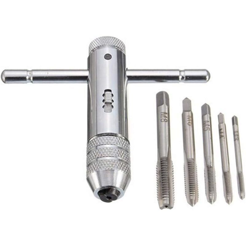 5pcs Tarauds À Main Tourne À Gauche Avec Charnière T-type Robinet Charnière Main À Cliquet Clé Robinet