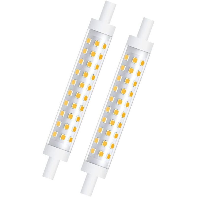 2-pcs 10w R7s 118mm Ampoule Led Dimmable Blanc Chaud 3000k 100w Halogène Équivalent Linéaire Double Culot Réflecteur Floodlight Pour Jardin, Public, Couloir, Lampadaires, Projecteurs [classe Énergétiq
