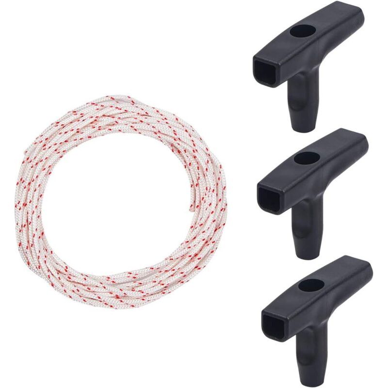 Corde De Démarreur À Rappel 10 Mètres 3,0 Mm, Corde De Traction Avec 3 Pièces Poignée De Démarrage Pour Pièces De Tondeuse À Gazon
