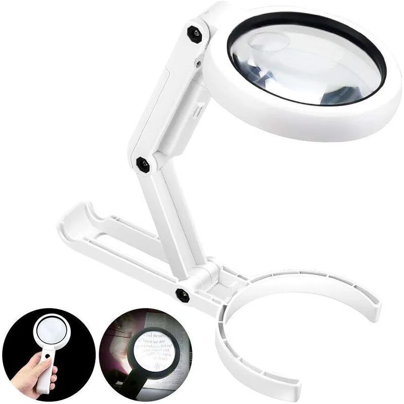 Loupe À Main, 5x 11x Loupe De Table Avec Support Pliable, Pour Bureau, Bijoux, Journaux, Lecture, Montre Réparation Artisanat