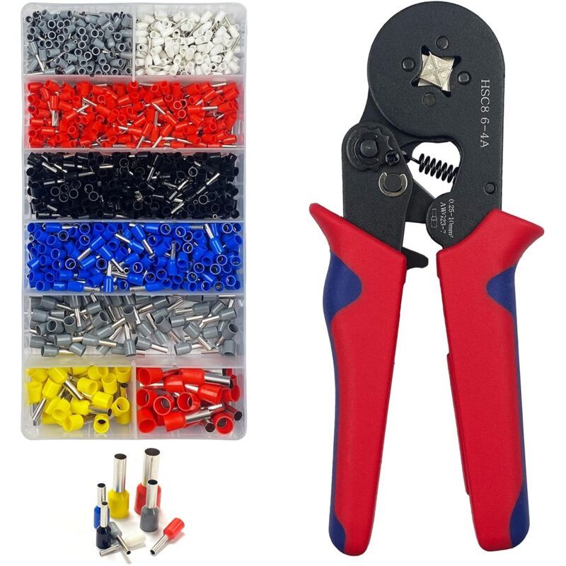 Pince A Sertir, Pinces À Virole Avec 1200 Viroles, 8 Types Embout De Cablage Isolées Qualité Supérieure,outil De Sertissage De Virole De Fil Auto-réglable