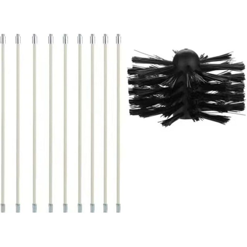 Kit Brosse De Cheminée, Outil Nettoyage Pour Cheminées Brosse Kit De Ramonage Ccontient 9 (40cm Tiges Flexibles Et 1 (100mm) Tête De Kit De Ramonage Du Poêle À Granulés Pour Poêle À Pellet