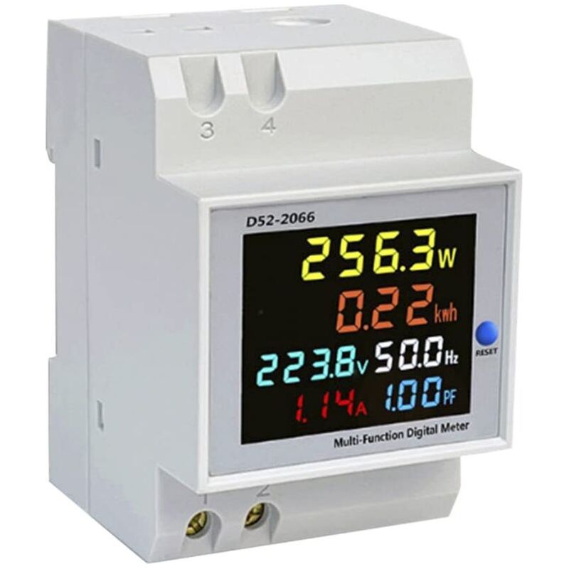 Compteur D'Énergie Numérique, Compteur Électrique, Ac 40-300v 100a Voltmètre Ampèremètre, Multifonctionnel Réinitialisable Courant Tension Facteur Fréquence Puissance Rail Din Multimètre