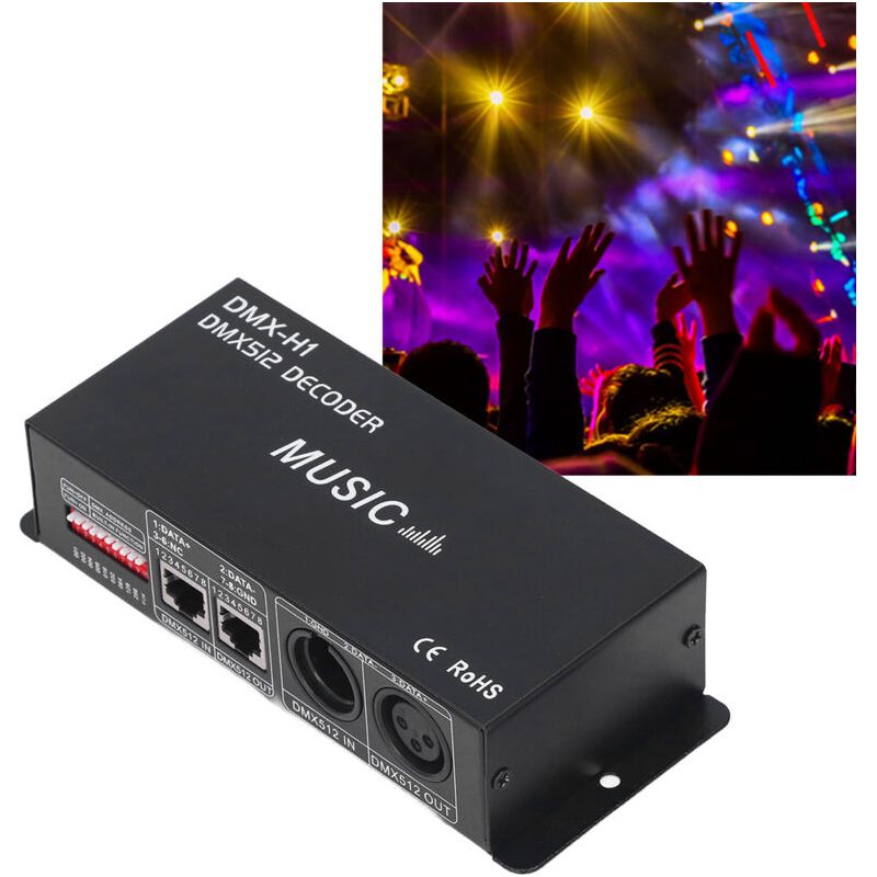 Sjlerst – Contrôleur Dmx 4 Canaux – Console Dmx 512 – Gradation Rvb – Sensibilité Musicale Réglable – Pour Éclairage De Scène Et Dj