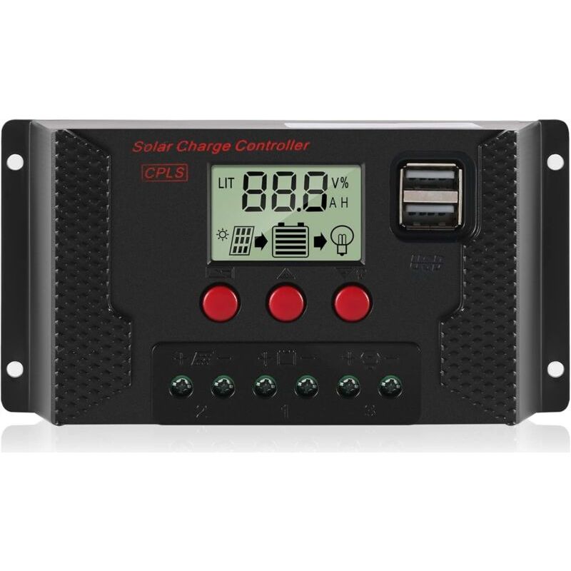 Contrôleur De Charge 30a Régulateur De Charge Panneau Solaire Identification Automatique 12v/24v Avec Écran Lcd Et Port 5v Usb